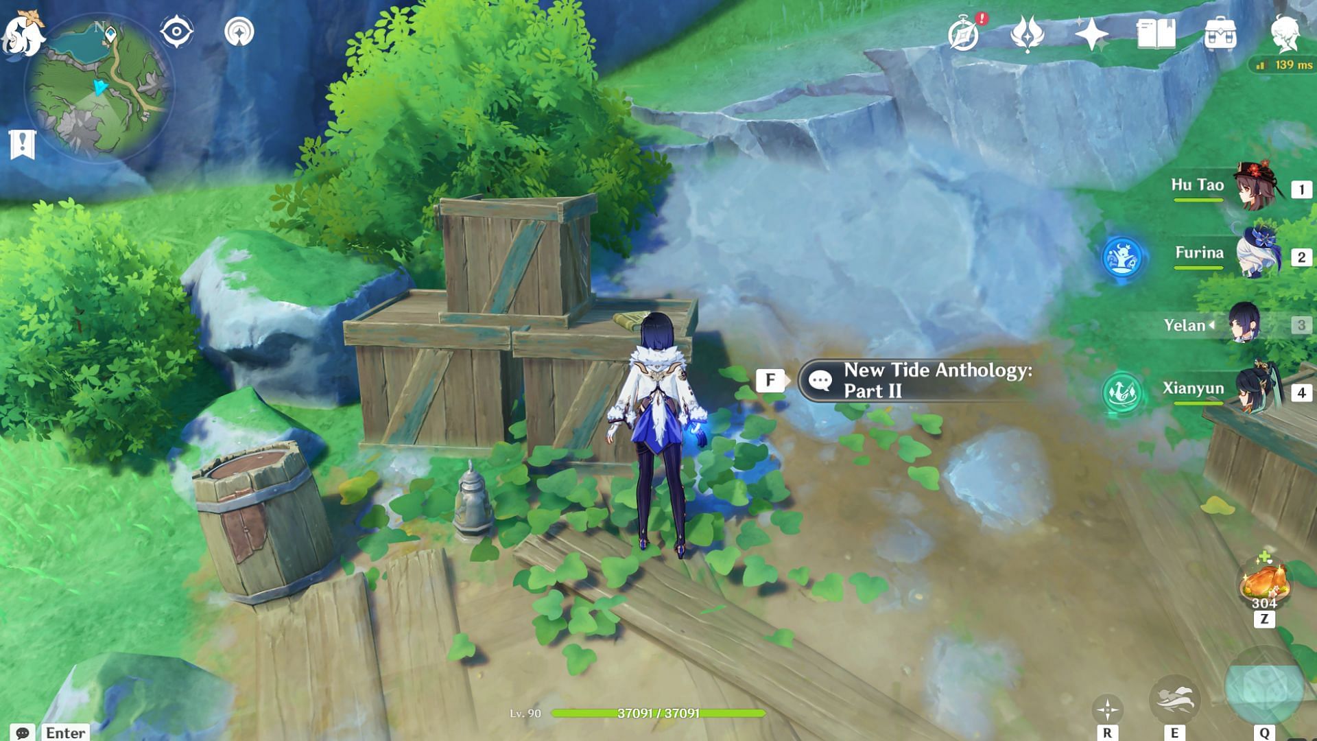 Find New Tide Anthology III near wooden crates (Image via HoYoverse)